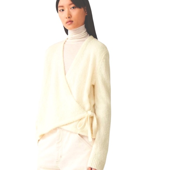 COS Sweaters - COS Wool Alpaca Blend Wrap Cardigan Side Tie Sweater Cream Sz L